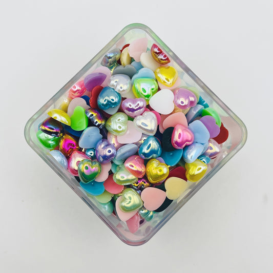 12mm Heart Flatback Pearl Mix