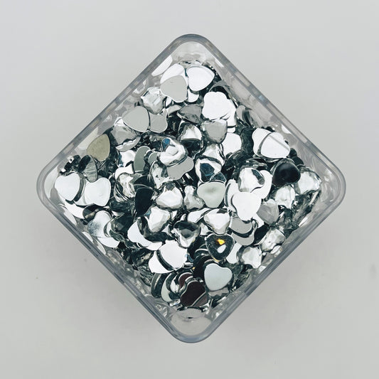 12mm Flat Back Silver Hearts