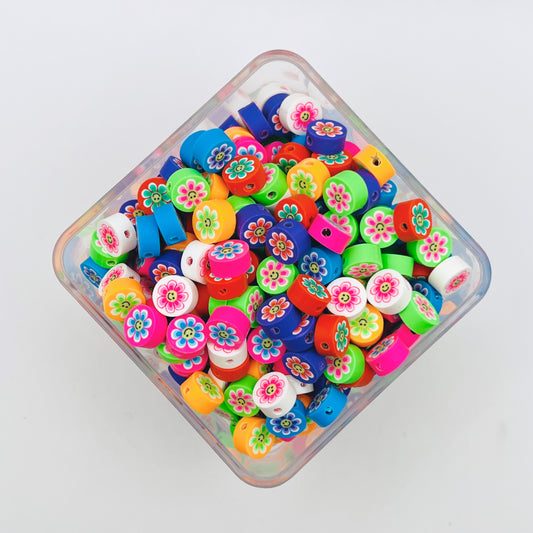 Round Flower Clay Beads