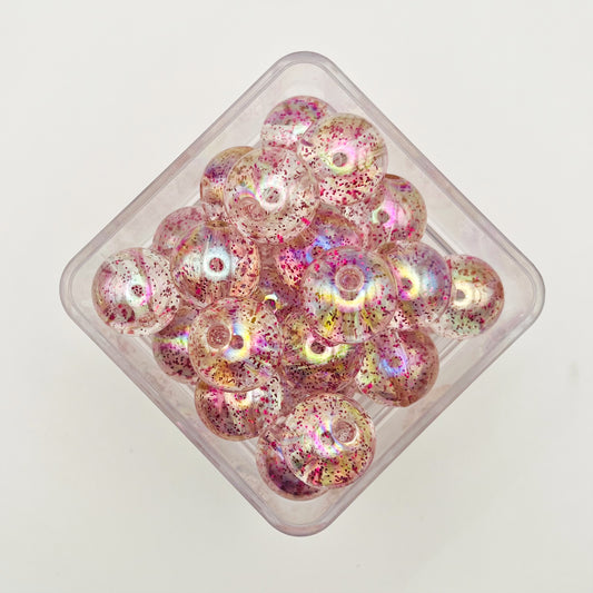 20mm Hot Pink Glitter Resin Beads