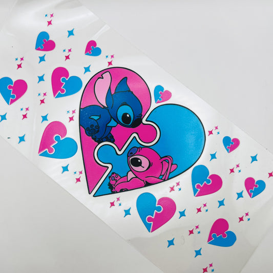 Stitch and Angel Puzzle Heart 16oz